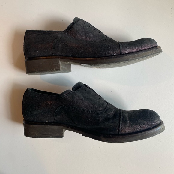 Otto d’Ame Size 38 Metallic Sueded Slip On Laceless Oxford Shoes - Picture 3 of 8